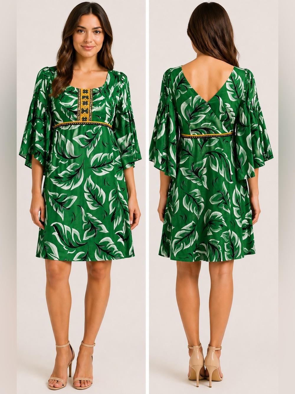 Anthropologie Vanessa Virginia Whimsical Print Leaf Musa Dress Size 2